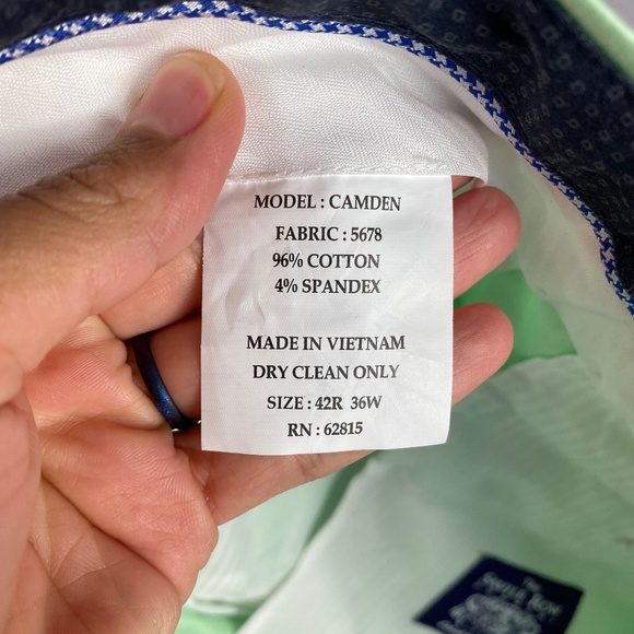 The Savile Row Company Mens Camden Chino Pants in Mint Green Size 42R 36W - Picture 8 of 8